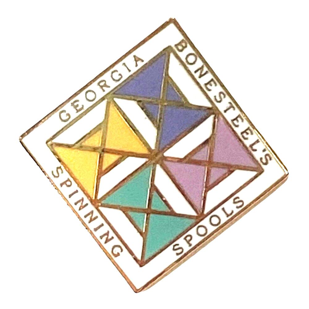 Georgia Bonesteels Spinning Spools Pinback Button Quilting Lapel Pin Small